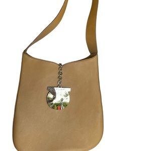 Tan Ferragamo with Shiny Silver Drop
